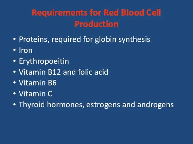 Requirements for Red Blood Cell Production Proteins, required for globin