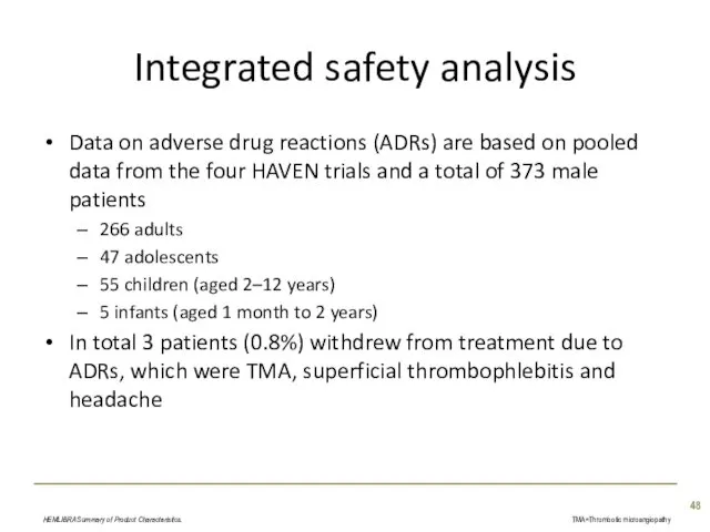 Integrated safety analysis Data on adverse drug reactions (ADRs) are