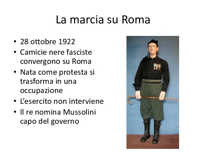 La marcia su Roma 28 ottobre 1922 Camicie nere fasciste