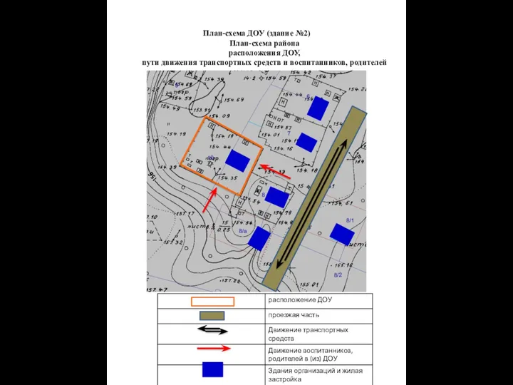 План-схема ДОУ (здание №2) План-схема района расположения ДОУ, пути движения транспортных средств и воспитанников, родителей