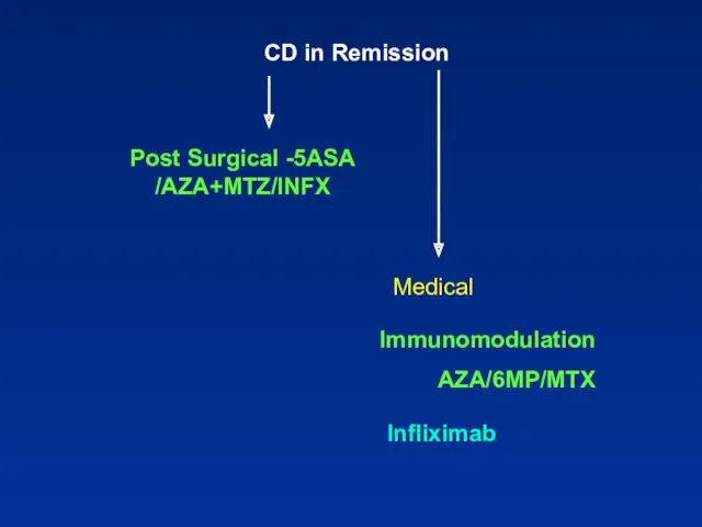 CD in Remission Medical Immunomodulation AZA/6MP/MTX Infliximab