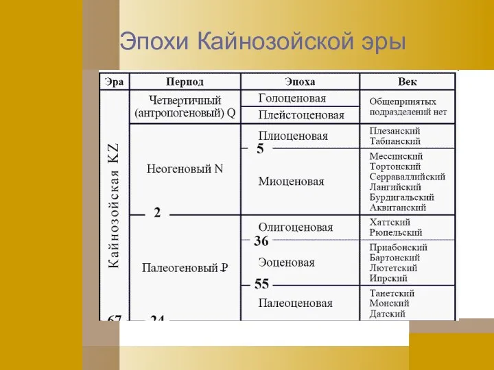 Эпохи Кайнозойской эры