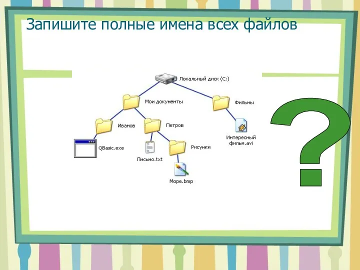 Запишите полные имена всех файлов ?