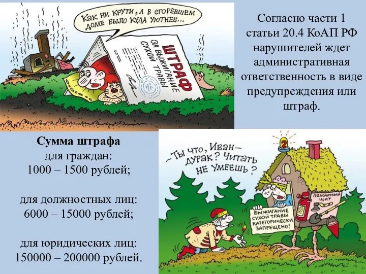 Сумма штрафа для граждан: 1000 – 1500 рублей; для должностных
