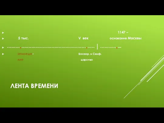 ЛЕНТА ВРЕМЕНИ 1147 – 5 тыс. V век основание Москвы