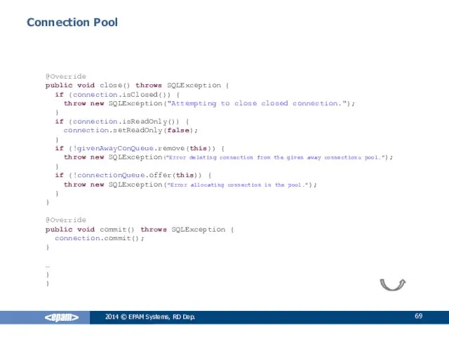 Connection Pool 2014 © EPAM Systems, RD Dep. @Override public