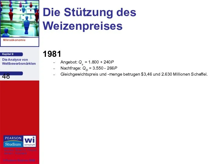 Die Stützung des Weizenpreises 1981 Angebot: Qs = 1.800 +