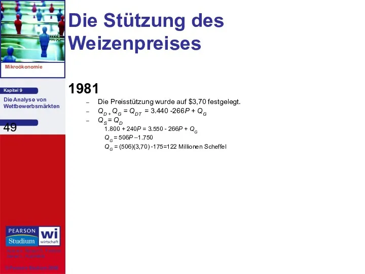 Die Stützung des Weizenpreises 1981 Die Preisstützung wurde auf $3,70