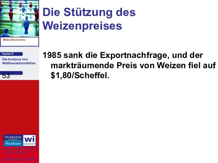 Die Stützung des Weizenpreises 1985 sank die Exportnachfrage, und der