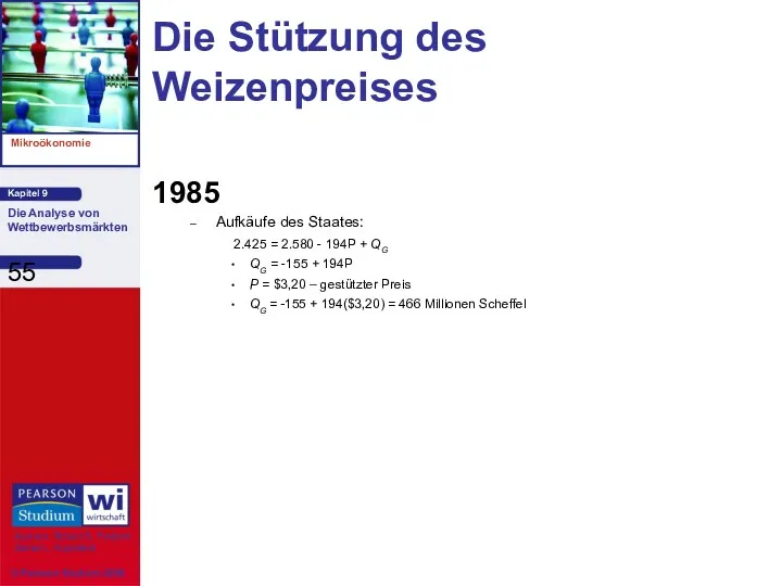 Die Stützung des Weizenpreises 1985 Aufkäufe des Staates: 2.425 =