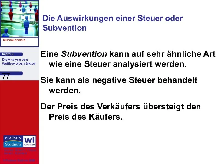 Die Auswirkungen einer Steuer oder Subvention Eine Subvention kann auf