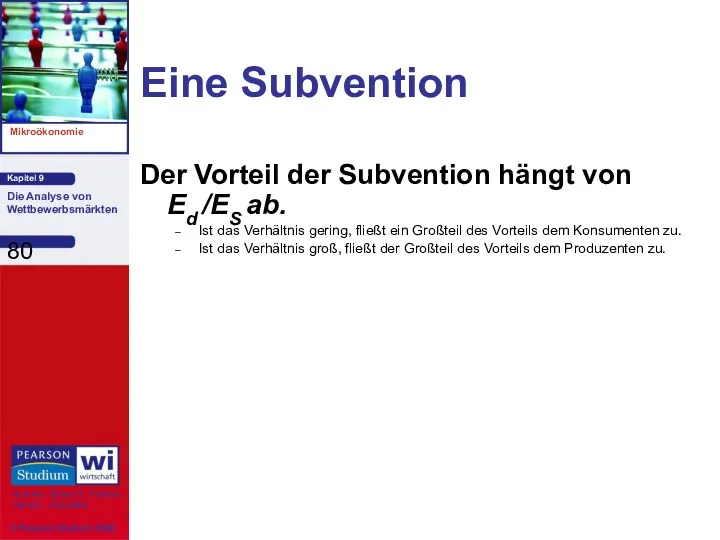 Eine Subvention Der Vorteil der Subvention hängt von Ed /ES