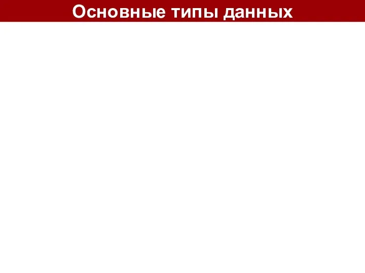 Основные типы данных