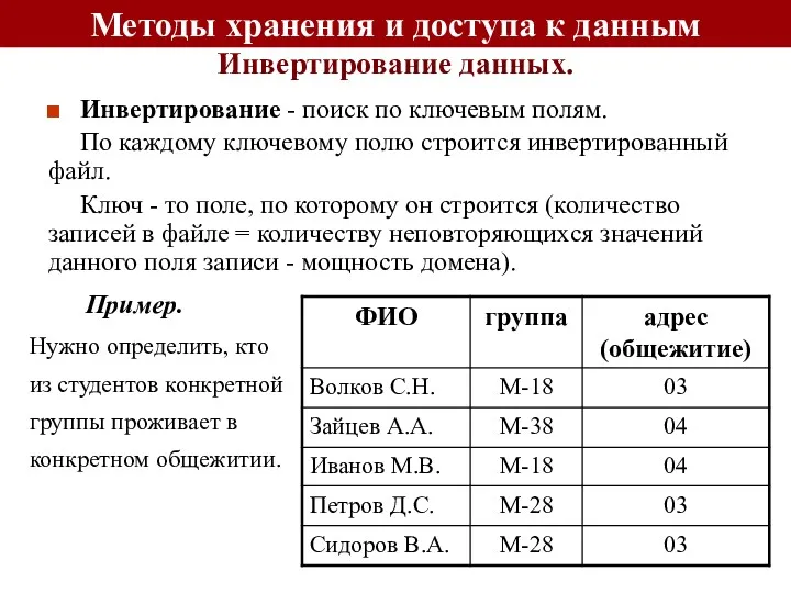 Нужно определить, кто из студентов конкретной группы проживает в конкретном