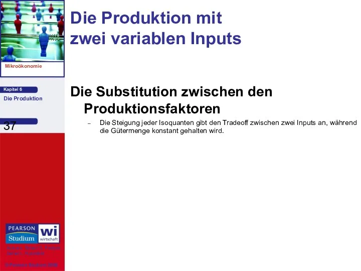 Die Substitution zwischen den Produktionsfaktoren Die Steigung jeder Isoquanten gibt