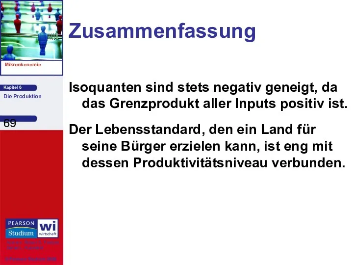 Zusammenfassung Isoquanten sind stets negativ geneigt, da das Grenzprodukt aller