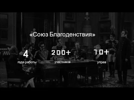 «Союз Благоденствия» года работы 4 участников 200+ управ 10+