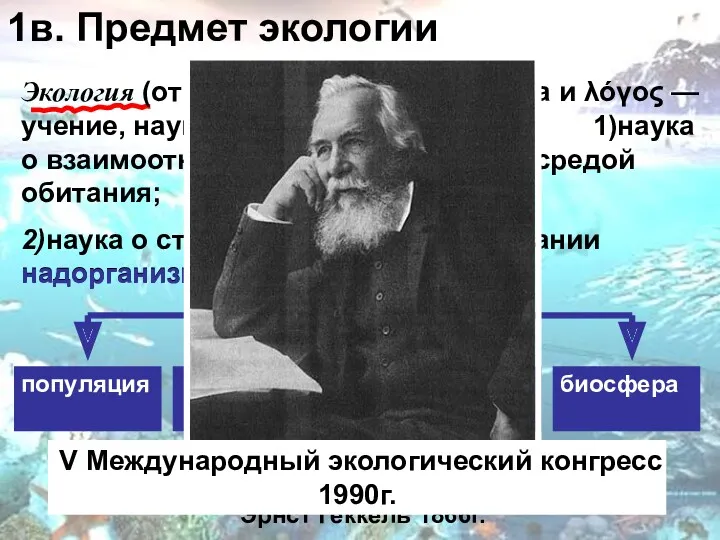 1в. Предмет экологии 2)наука о структуре и функционировании надорганизменных систем