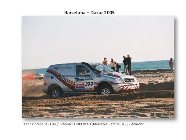 Barcelona – Dakar 2005 #377 Vincent BARTRIN / Frédéric COUDEREAU (Mercedes-Benz ML 430) - Abandon