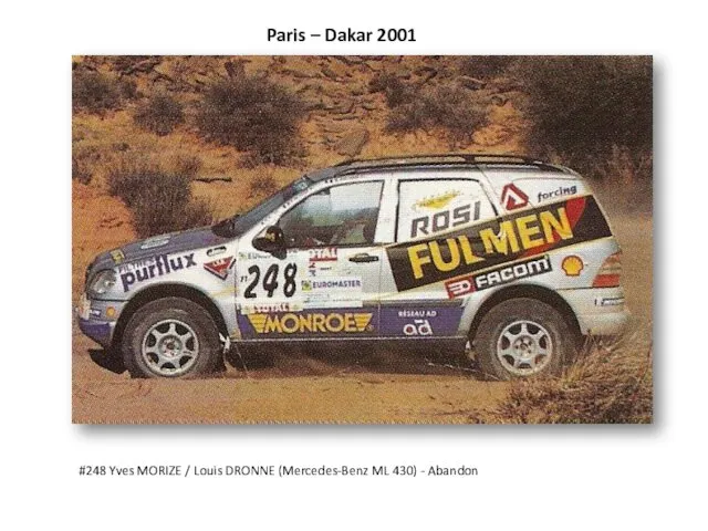 Paris – Dakar 2001 #248 Yves MORIZE / Louis DRONNE (Mercedes-Benz ML 430) - Abandon