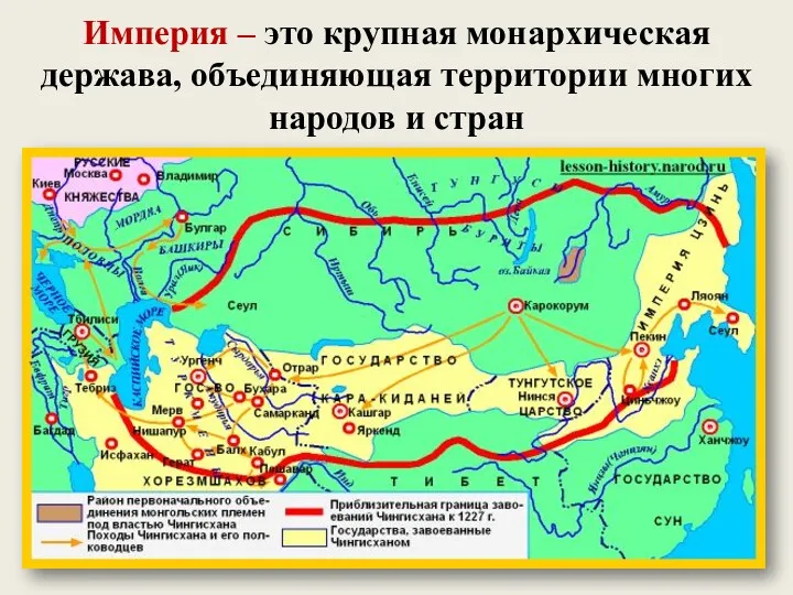 Империя – это крупная монархическая держава, объединяющая территории многих народов и стран