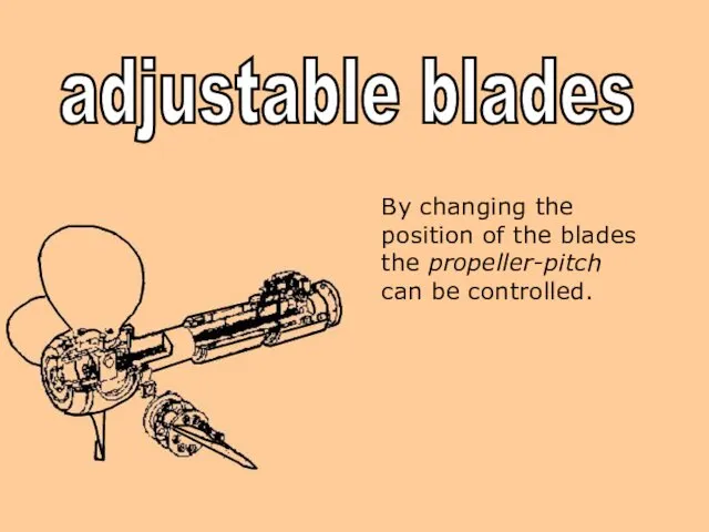 SOUND By changing the position of the blades the propeller-pitch can be controlled. adjustable blades