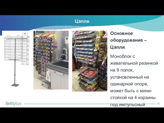 Цапля Основное оборудование – Цапля Моноблок с жевательной резинкой на 9 полок, установленный