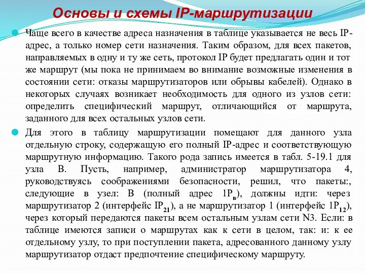 Основы и схемы IP-маршрутизации Чаще всего в качестве адреса назначения