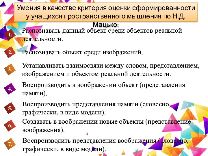 Умения в качестве критерия оценки сформированности у учащихся пространственного мышления