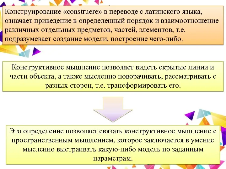 Конструирование «construere» в переводе с латинского языка, означает приведение в