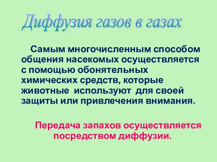 Самым многочисленным способом общения насекомых осуществляется с помощью обонятельных химических