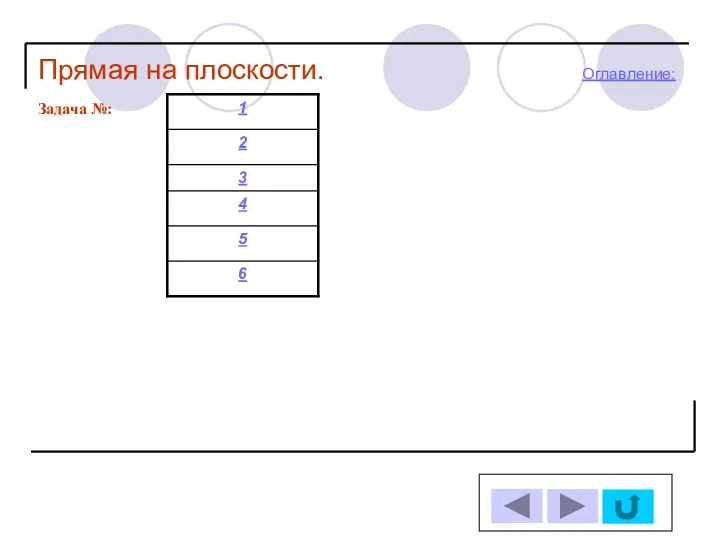 Задача №: Прямая на плоскости. Оглавление: