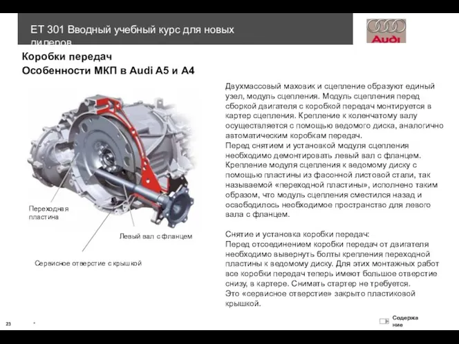 Особенности МКП в Audi A5 и A4 Коробки передач Двухмассовый маховик и сцепление