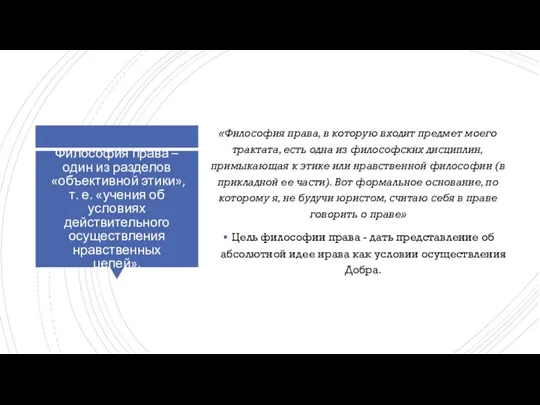 Философия права – один из разделов «объективной этики», т. е.