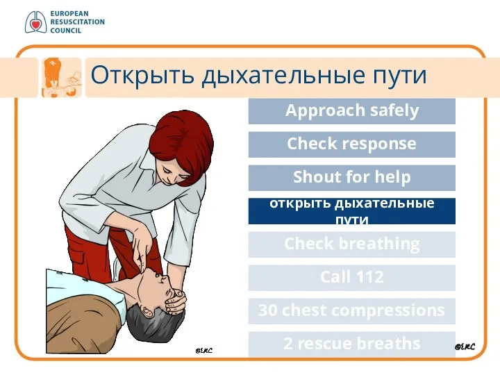 Открыть дыхательные пути Approach safely Approach safely открыть дыхательные пути