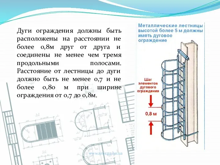 Дуги ограждения должны быть расположены на расстоянии не более 0,8м