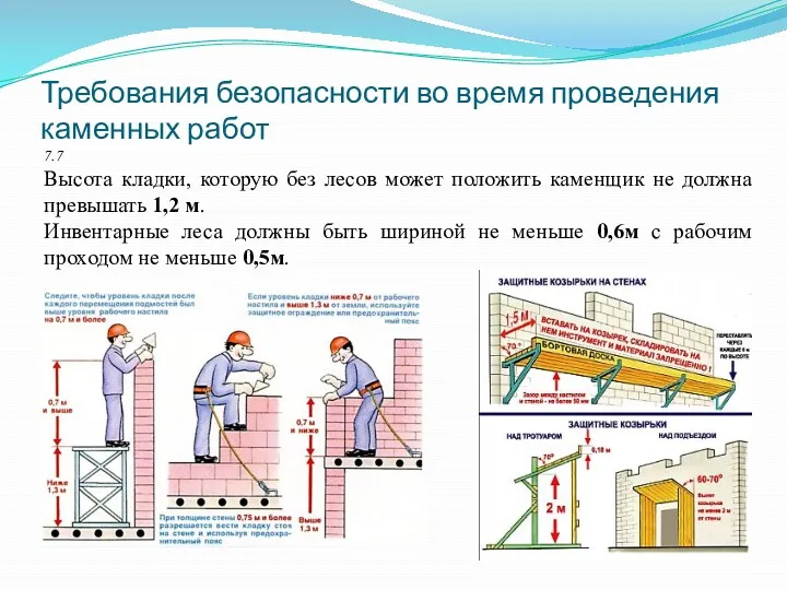 Требования безопасности во время проведения каменных работ