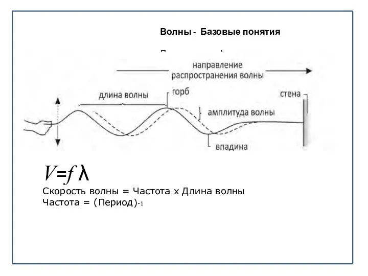 Волны - Базовые понятия Длина волны λ Амплитуда Частота f