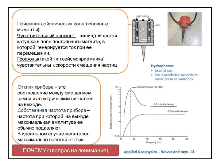 Приемник сейсмических волн(основные моменты): Чувствительный элемент – цилиндрическая катушка в