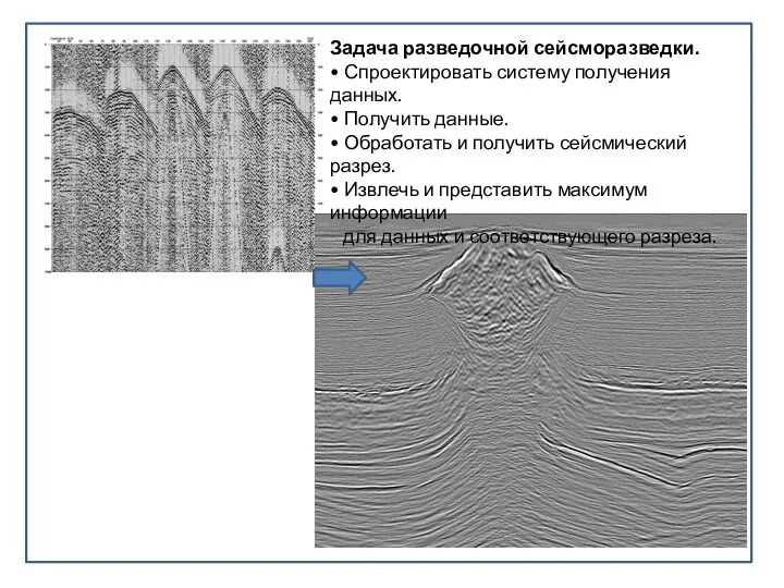 Задача разведочной сейсморазведки. • Спроектировать систему получения данных. • Получить
