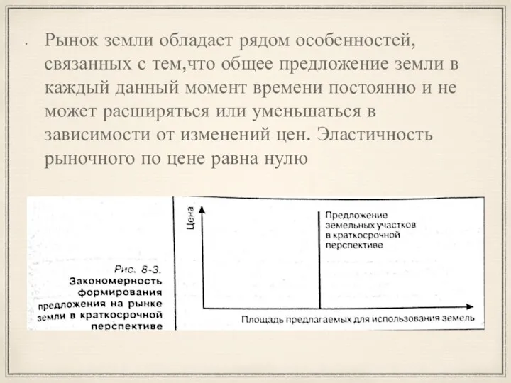 Рынок земли обладает рядом особенностей, связанных с тем,что общее предложение