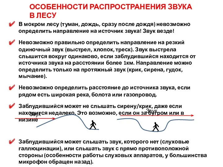 ОСОБЕННОСТИ РАСПРОСТРАНЕНИЯ ЗВУКА В ЛЕСУ В мокром лесу (туман, дождь,