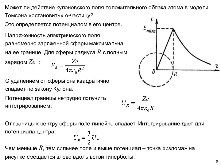 Может ли действие кулоновского поля положительного облака атома в модели