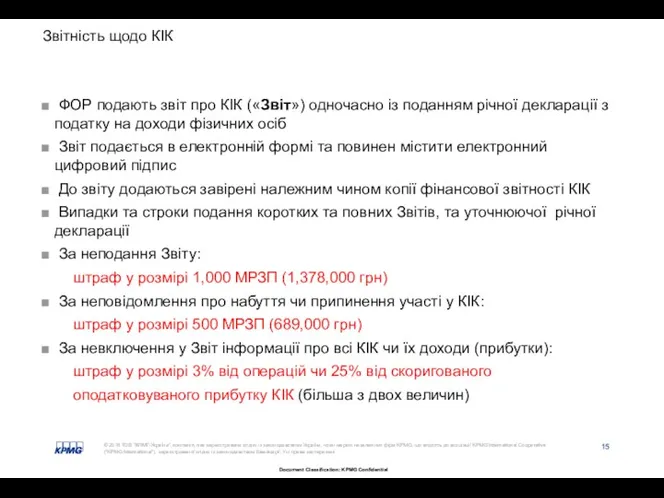 Звітність щодо КІК ФОР подають звіт про КІК («Звіт») одночасно