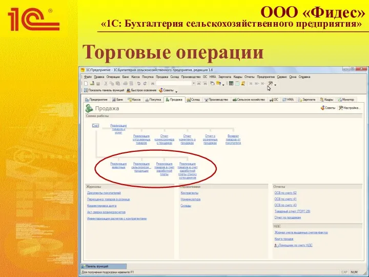 Торговые операции ООО «Фидес» «1С: Бухгалтерия сельскохозяйственного предприятия»