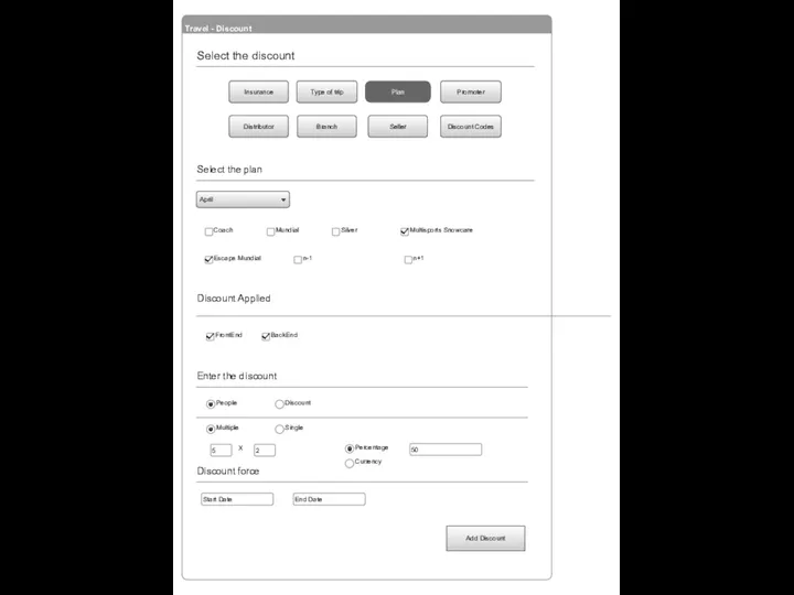 Travel - Discount Add Discount April Select the plan Coach