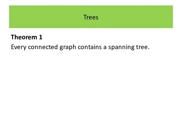 Trees Theorem 1 Every connected graph contains a spanning tree.