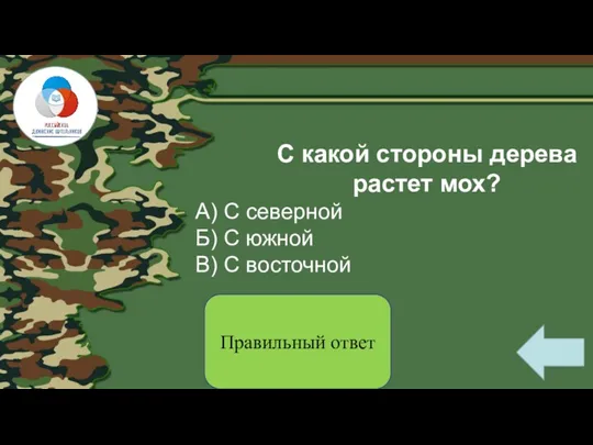 С какой стороны дерева растет мох? А) С северной Б)