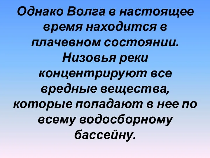 Однако Волга в настоящее время находится в плачевном состоянии. Низовья