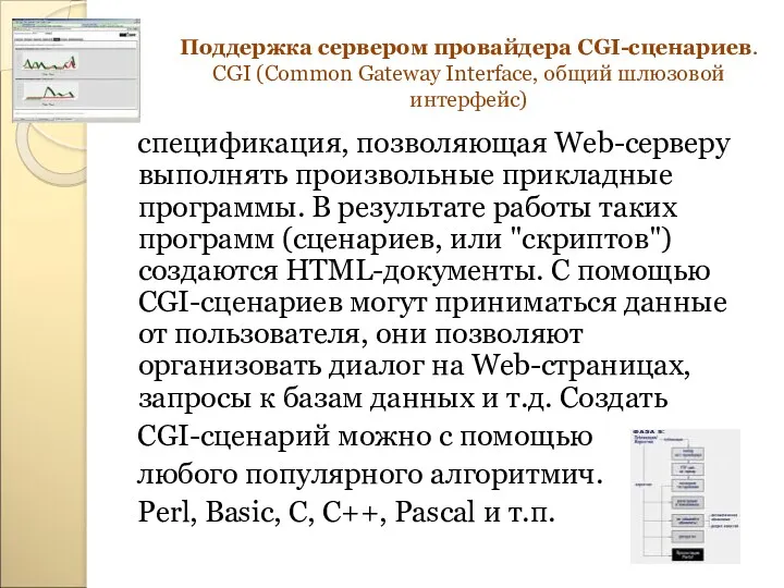 Поддержка сервером провайдера CGI-сценариев. CGI (Common Gateway Interface, общий шлюзовой